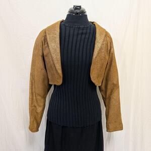 Vintage Gold Cropped Suede Jacket, Size Medium